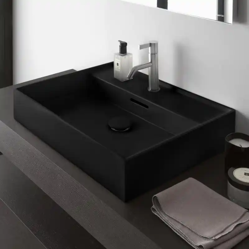 Laufen KARTELL BY LAUFEN 50x46 cm mosdó, alsó felülete csiszolt, matt fekete H8163327161041Laufen Népszerű