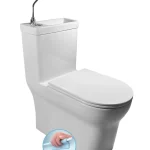 Végkiárusítás AQUALINE HYGIE monoblokkos WC, alsó/hátsó kifolyású, WC-ülőkével, mosdóval PB204Aqualine