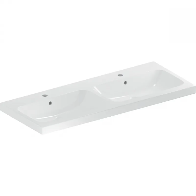 Ajánlat Geberit iCon Light két medencés mosdó, 120x48cm, csaplyukkal és túlfolyóval, fehér 501.838.00.1Geberit