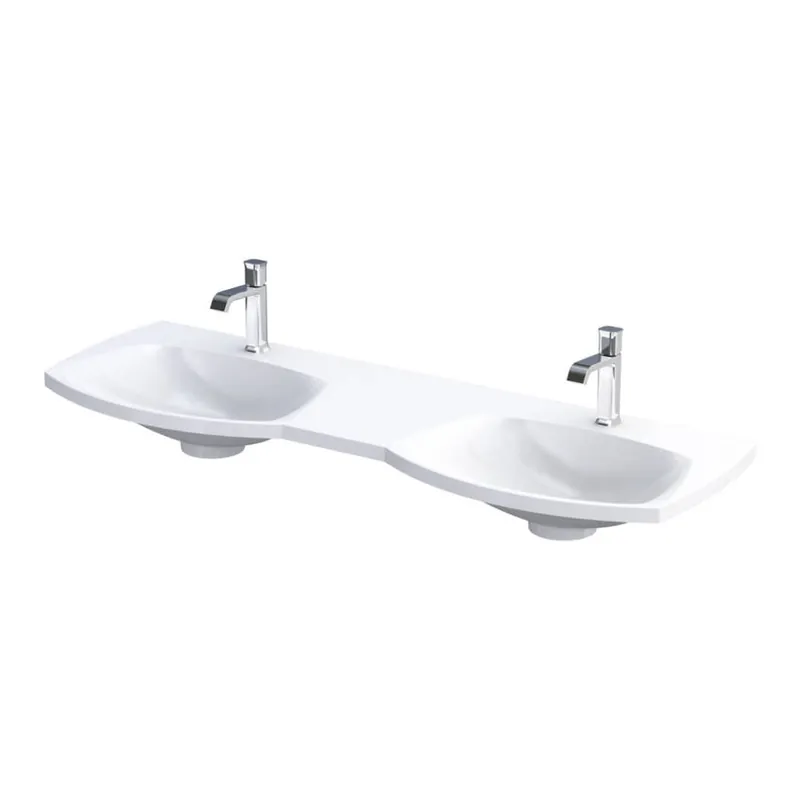 Utolsó esély Roltechnik Louis 144x48 cm öntött műmárvány dupla mosdó fényes fehér UME-LU-144-92-DRoltechnik