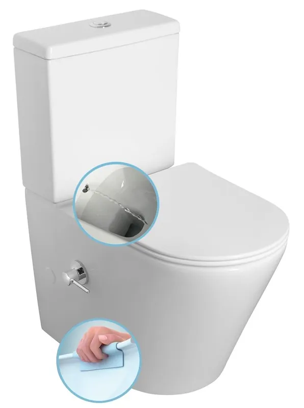 Szuper akció Sapho PACO RIMLESS monoblokkos WC csapteleppel és bidézuhannyal, fehér PC1012RXSapho