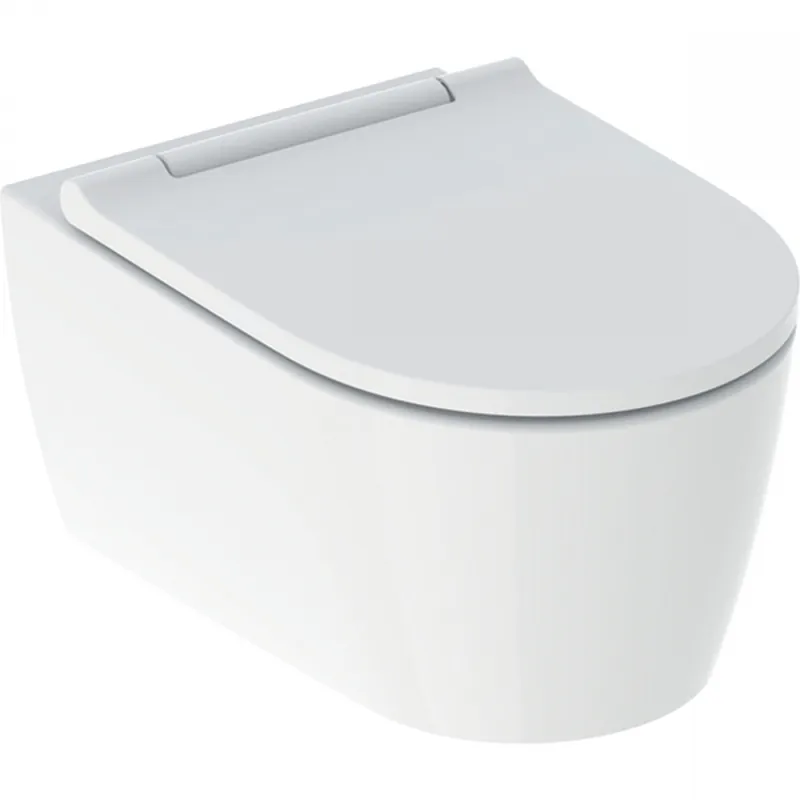 Biztonságos fizetés Geberit ONE fali WC-csésze, TurboFlush, WC-ülőkével, mélyöblítésű, 54cm, matt fehér/fényes króm, KeraTect® 500.202.JT.1Geberit