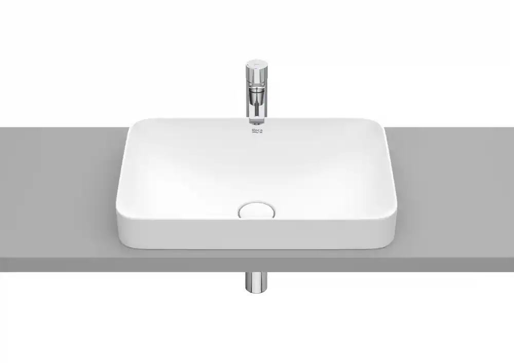 Kedvezmény Roca Inspira SQUARE pultba építhető Fineceramic mosdó 55x37 cm, matt fehér A327534620Roca