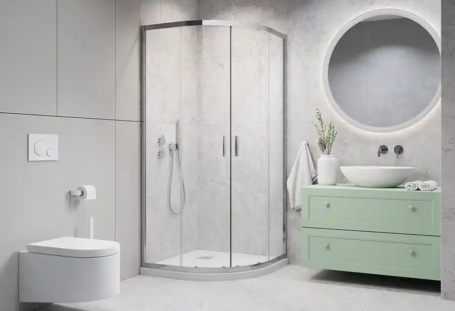 H2O Comfort E 100×80 cm íves aszimmetrikus zuhanykabin 10248010-01-01 (18962)H2O Korlátozott ajánlat