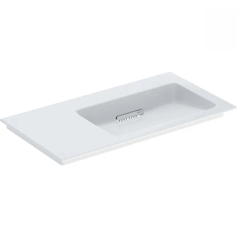Geberit ONE 90x48 cm KeraTect mosdó csaplyuk nélkül, bal oldali pakolófelülettel, 505.013.00.1Geberit Prémium