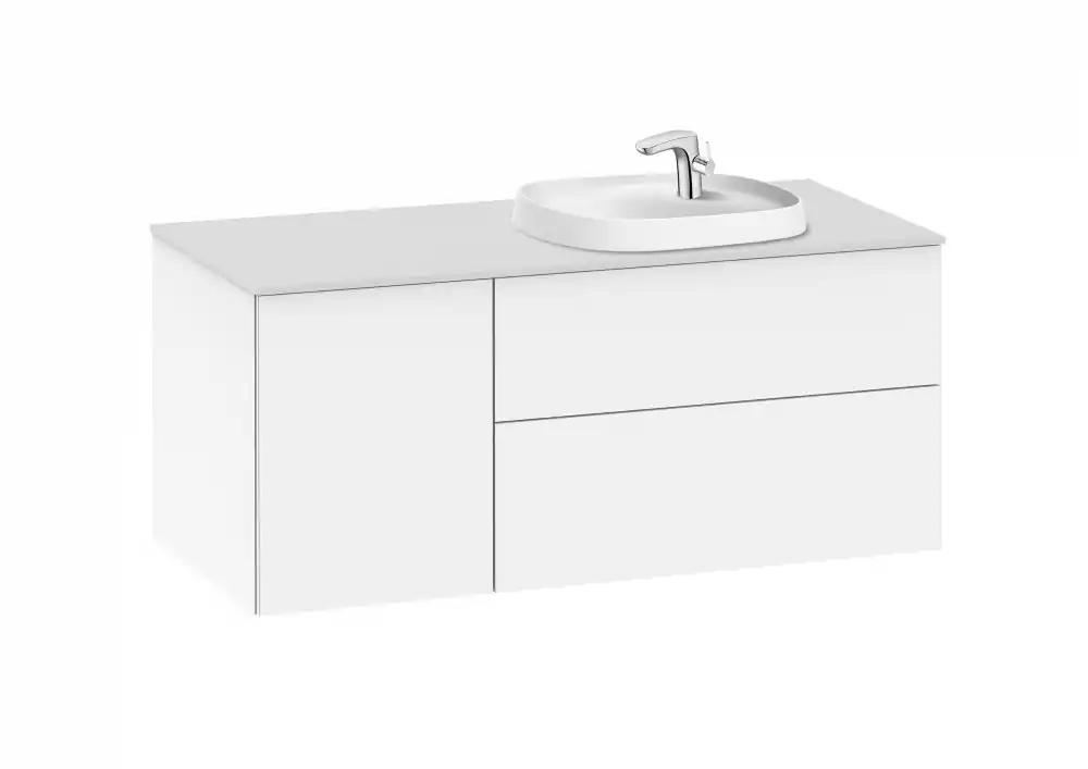 Rendeld meg most Roca Beyond 120 cm jobbos fürdőszoba bútor beépíthető mosdóval, fényes fehér A851413806Roca