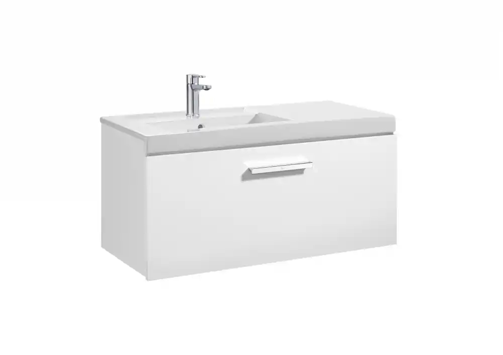 Újdonság Roca Prisma 90 cm fürdőszoba bútor balos mosdóval, fényes fehér A855946806Roca