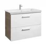 Nézd meg most Roca Prisma 80 cm fürdőszoba bútor mosdóval, fényes fehér/kőris fa A855952322Roca
