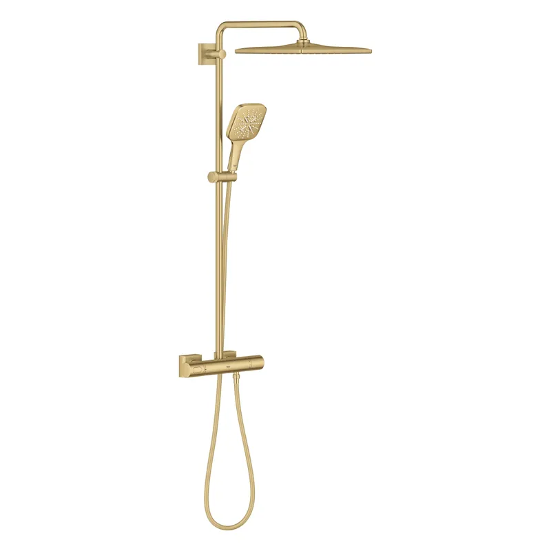 Exkluzív ajánlat Grohe Rainshower SmartActive 310 Cube termosztátos zuhanyrendszer, Brushed Cool Sunrise 26837GN0Grohe