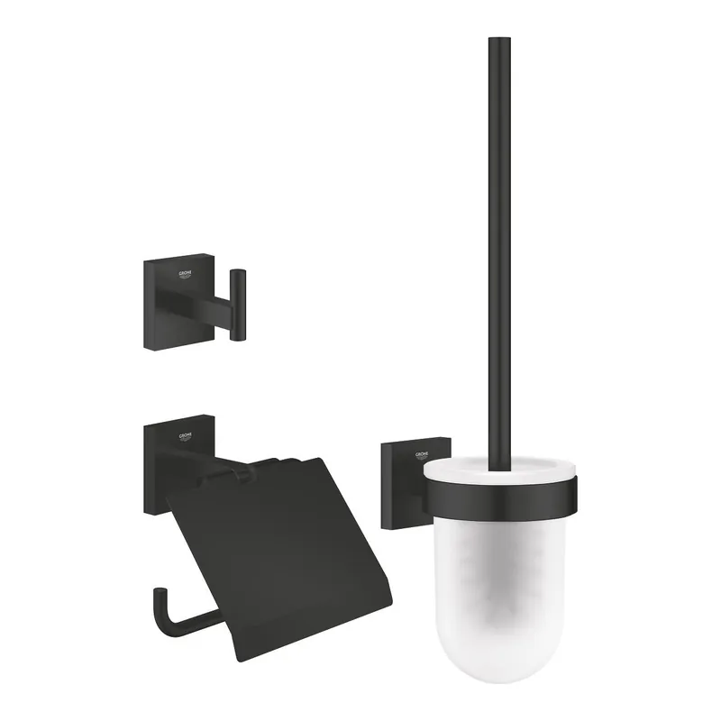 Szezonális akció Grohe Start Cube fürdőszobai kiegészítők szett 3 az 1-ben, matt fekete 411232430Grohe