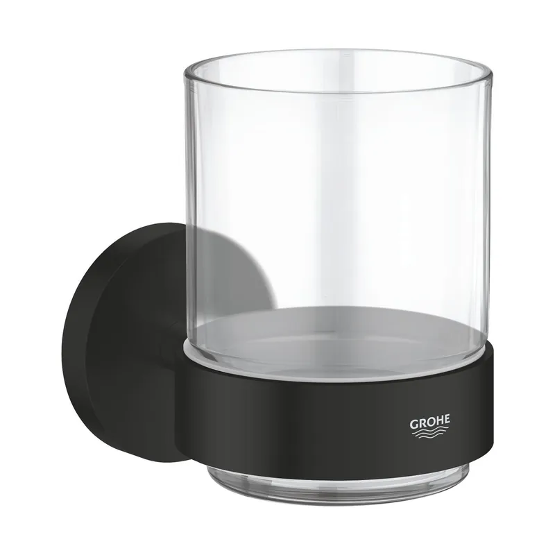Korlátozott ajánlat Grohe Essentials kristálypohár, tartókonzollal, matt fekete 1022562430Grohe