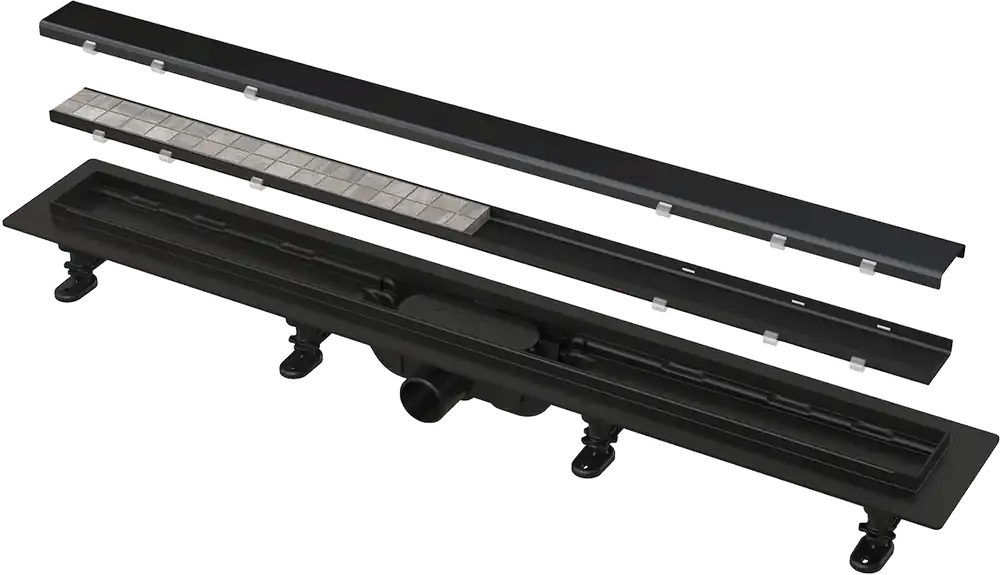 Akció ALCA (Alcaplast) APZ19BLACK zuhanyfolyóka peremmel kétoldalú ráccsal, matt fekete APZ19BLACK-950Alcaplast