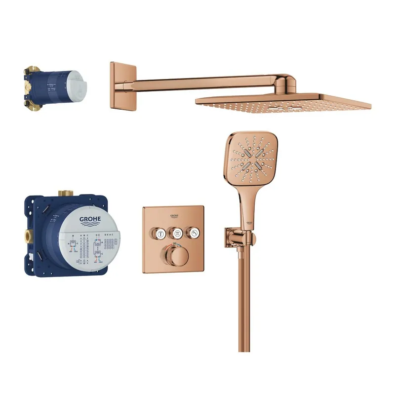 Biztonságos vásárlás Grohe Grohtherm SmartControl falsík alatt zuhanyrendszer Rainshower SmartActive 310 Cube fejzuhannyal, Warm Sunset 34864DA0Grohe