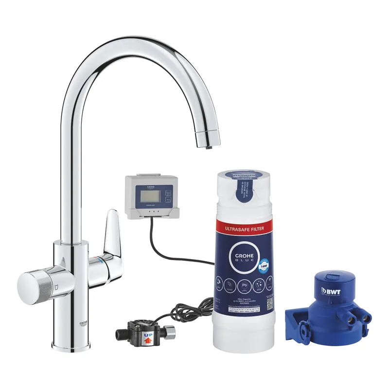 Vedd meg most Grohe Blue Pure BauCurve kezdőkészlet Ultrasafe szűrővel, króm 30582000Grohe