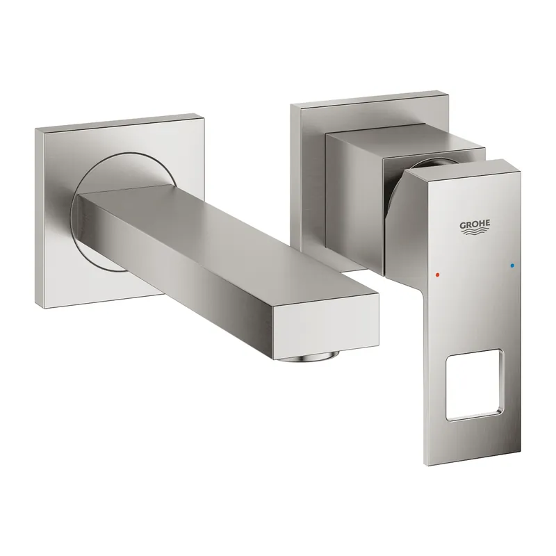 Azonnali szállítás Grohe Eurocube 2 lyukas fali mosdócsaptelep, supersteel 19895DC0Grohe