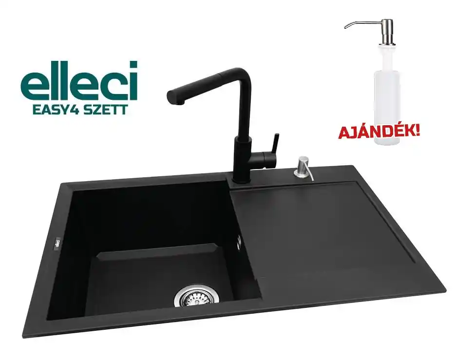 Csak ma Elleci EASY4 gránit mosogató csapteleppel szett, nero EASY4SZETTElleci