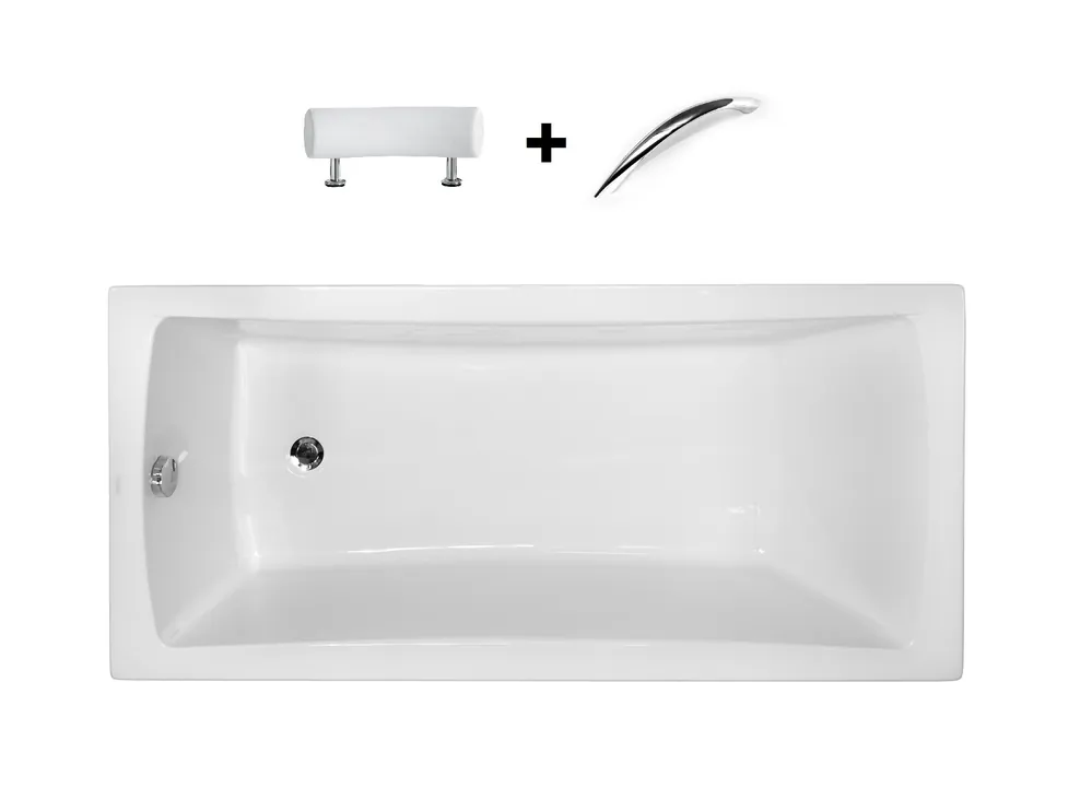 Besco OPTIMA PREMIUM 170x70 cm egyenes kád fejpárnával és kapaszkodóval, fehér WAO-170-PKPBesco Expressz kézbesítés