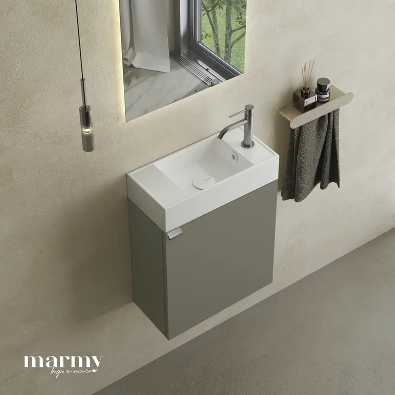 Marmy CODE 46x22x50 JOBBOS függ. alsószekrény, 1 ajtó, laminált (mosdó nélkül) Dark Taupe 20 11 01 05 12 74Marmy Legkelendőbb