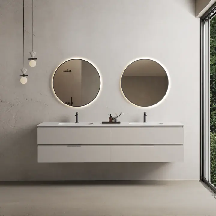 Szuper ajánlat Marmy CODE 200x46x50 DUPLA függesztett alsószekrény, 4 fiók, laminált (mosdó nélkül) Light Taupe 20 40 24 20 00 75Marmy