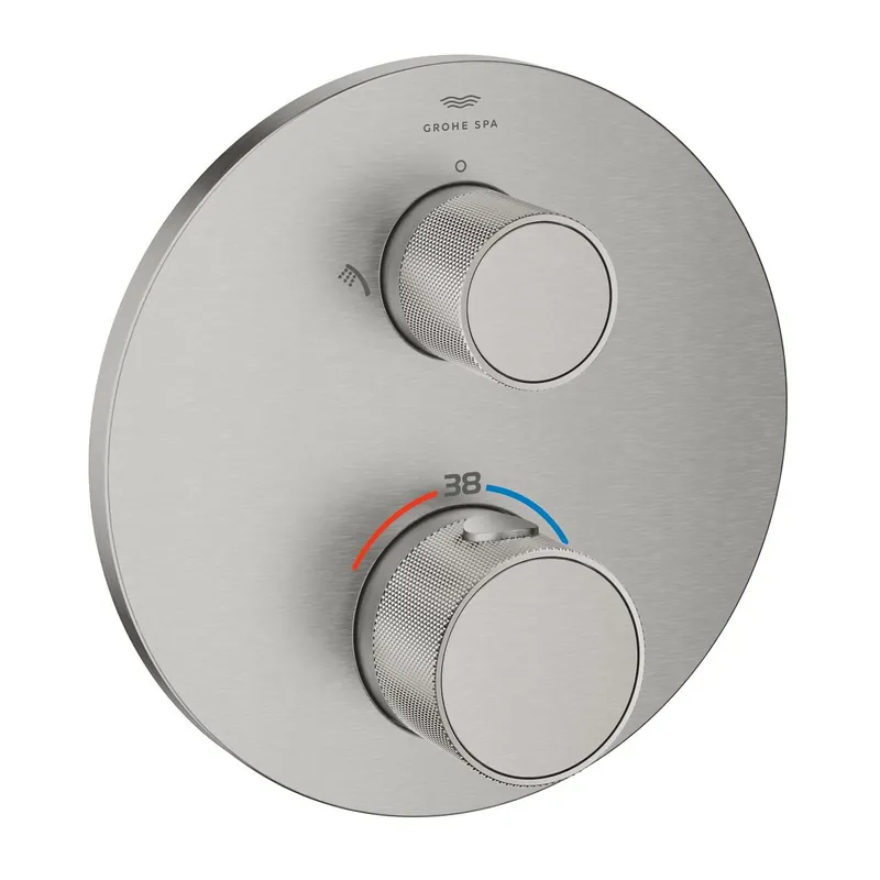 Grohe Atrio Private Collection termosztatikus zuhanycsaptelep 2 kimenethez, beépített elzáró/váltó szeleppel, gombbal, supersteel 24396DC0Grohe Vedd meg most