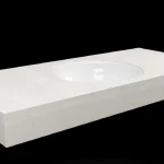 DesignFlow - Mediterrán Kerámia - Egyedi, kézzel készített mosdópult - 1200x550x120 - Kerek mosdó - Travertino Ivory Kedvezményes ár